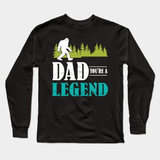 Dad Bigfoot You're A Legend Happy Father Parent Summer Independence Summer Day Vintage Retro Long Sleeve T-Shirt